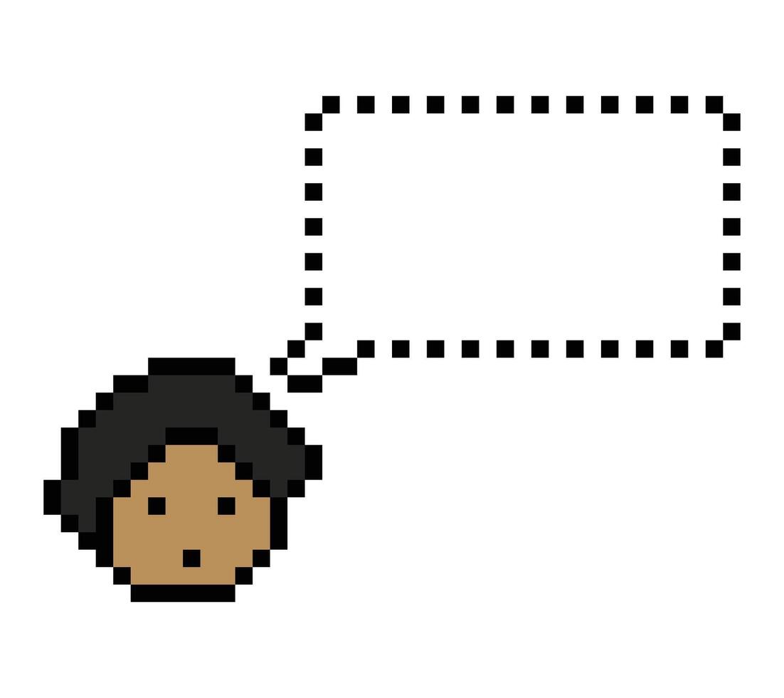 Pixel cute of chat box talk think bubble say man male boy cartoon. vector