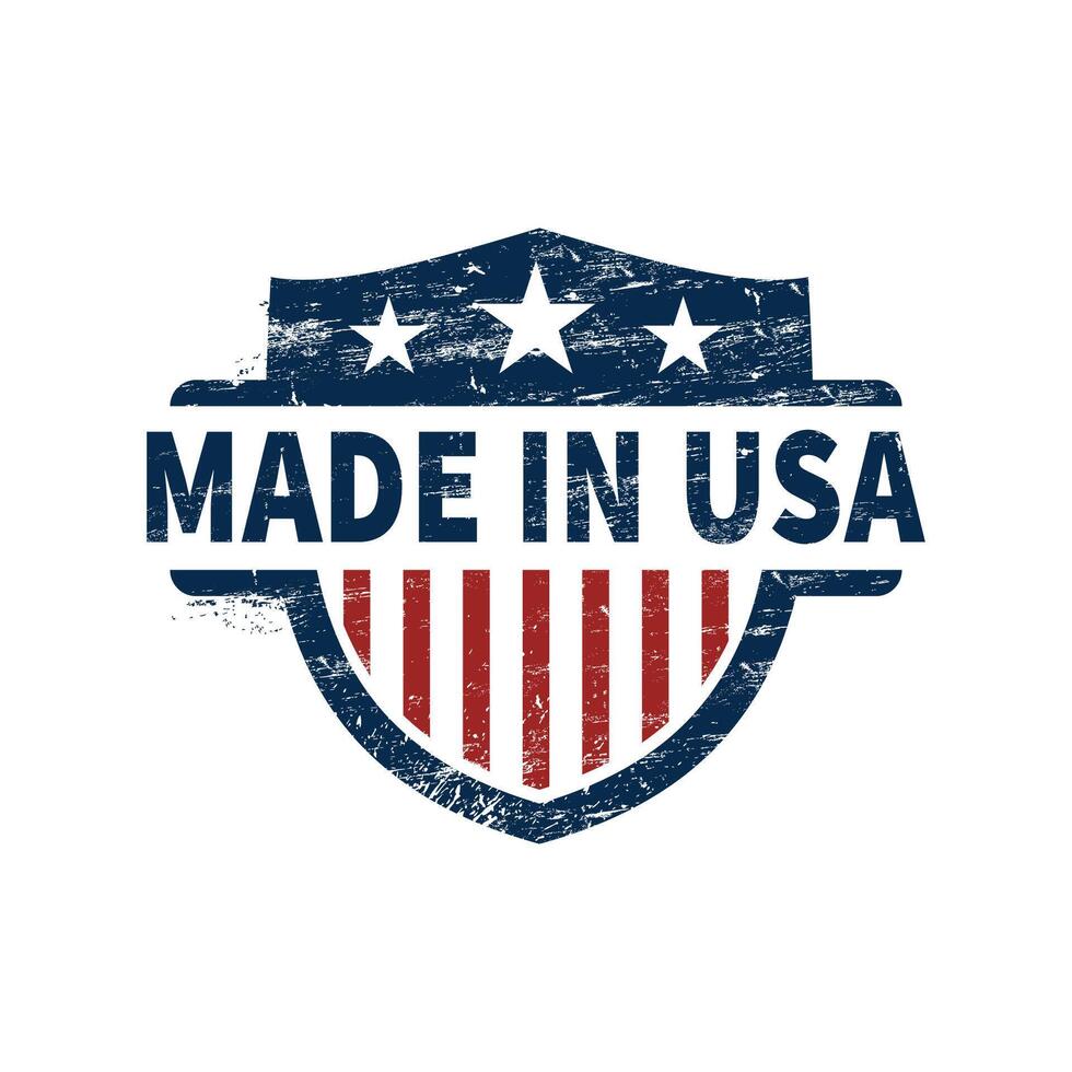 Made in America Stamp in Grunge Style. Rough Textured Product Label Design vector