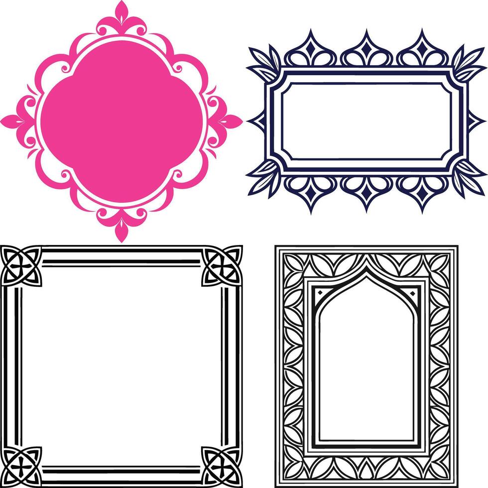 Isolated Decorative Set with Floral and Geometric Designs on White vector