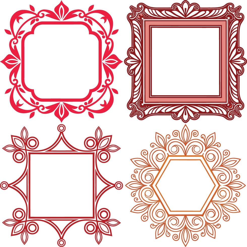 Floral Ornament Set, Decorative Border, Ornate Frames, Elegant Retro Layouts vector