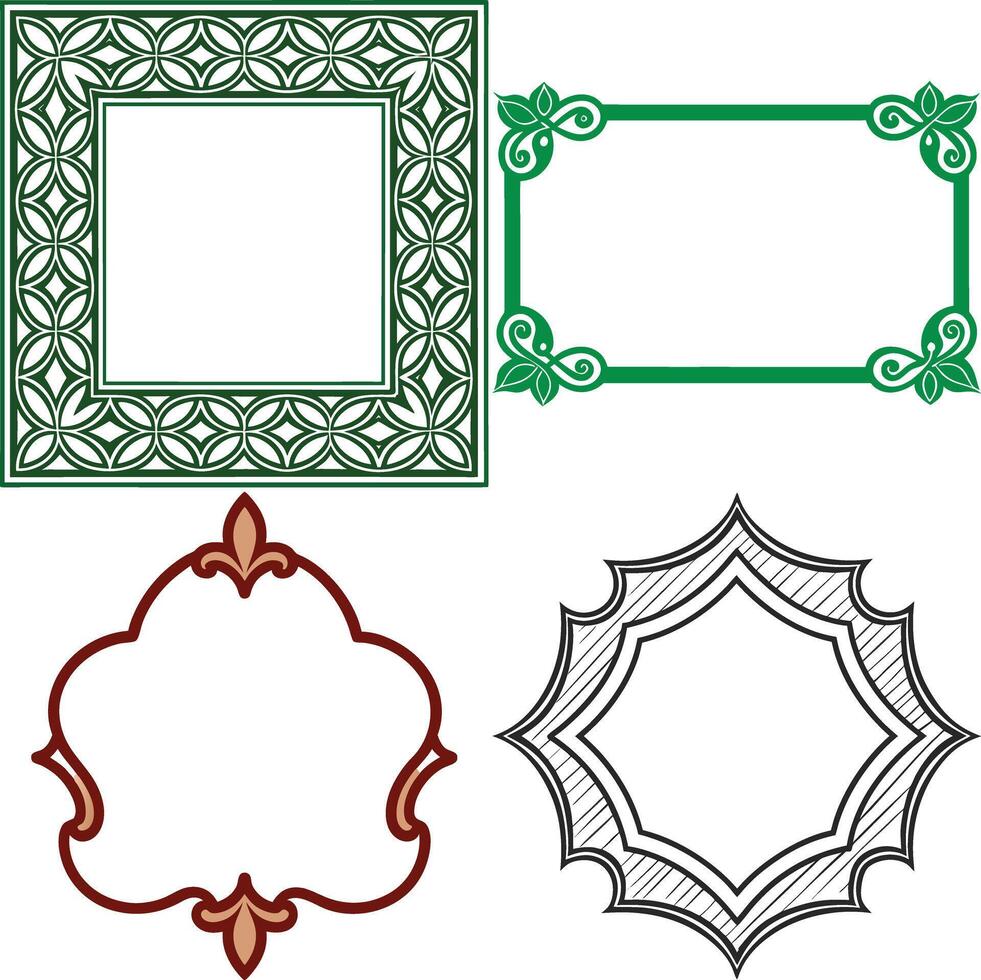 borders with flower, leaves and leaf patterns, ornamental borders, white vector