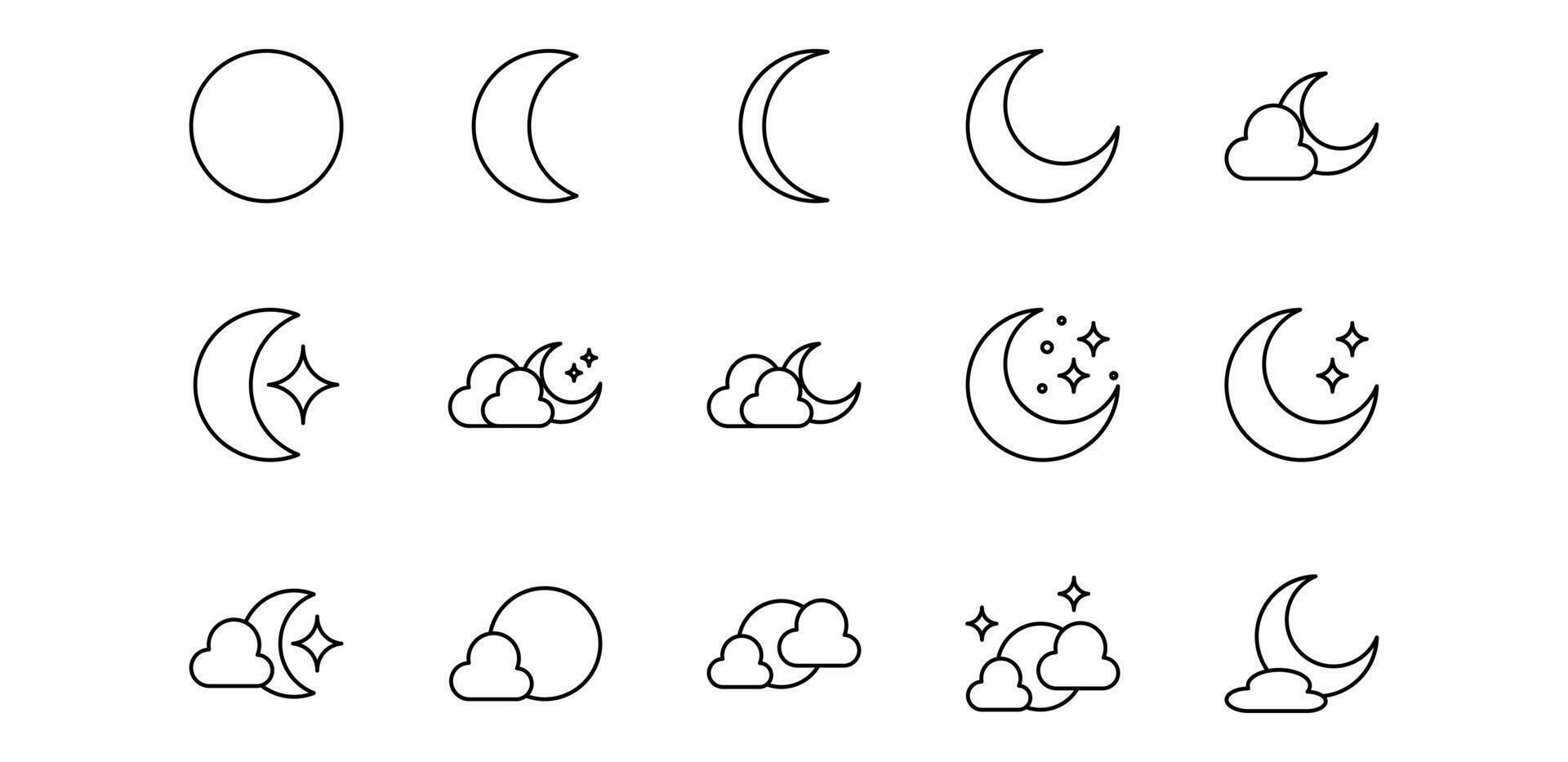 illustration of line moon pack icon vector