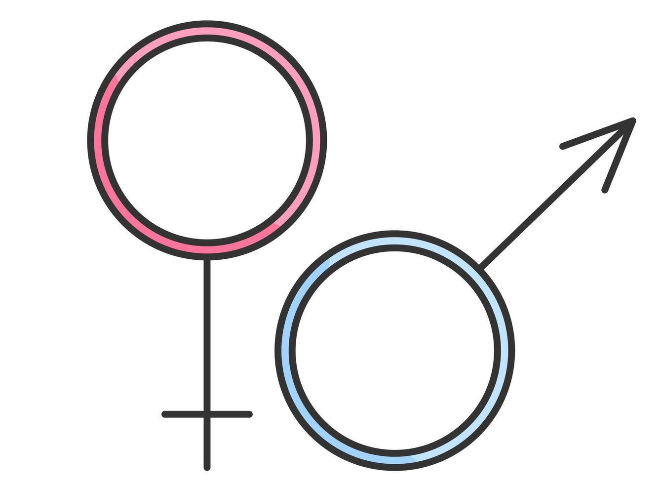 sex icon man and woman, simple linear black and pink blue icons, isolated on a white background, doodle and sketch style, hand drawing vector
