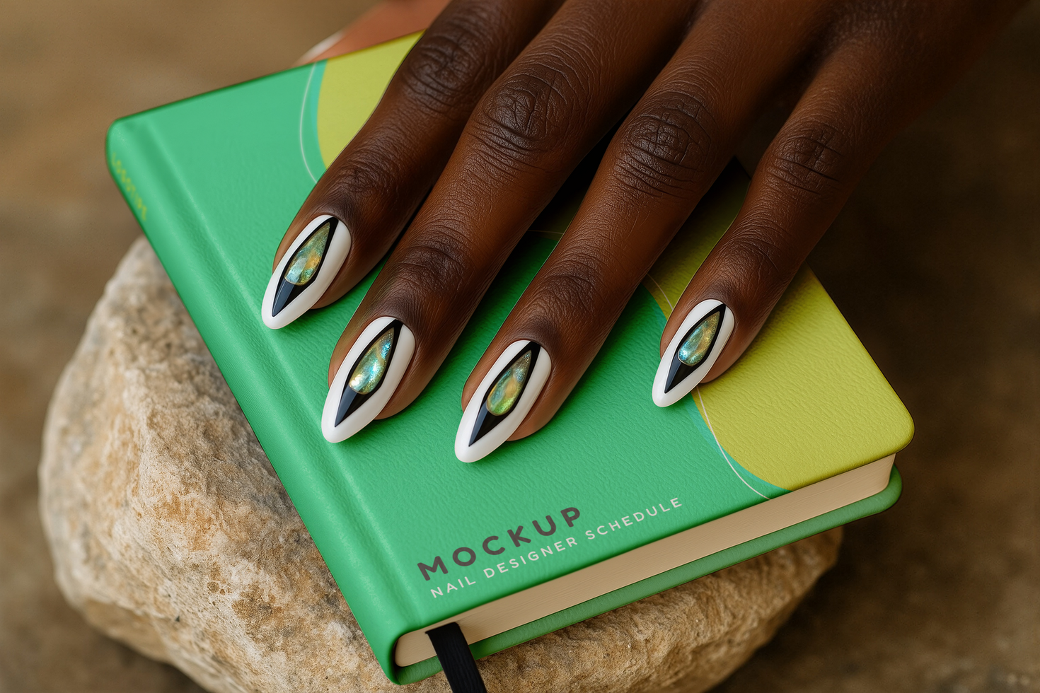 Agenda mockup for nail designer in stone setting psd