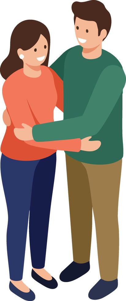 Couple embracing each other in warm clothing casual style illustration of man and woman in cozy outfits vector
