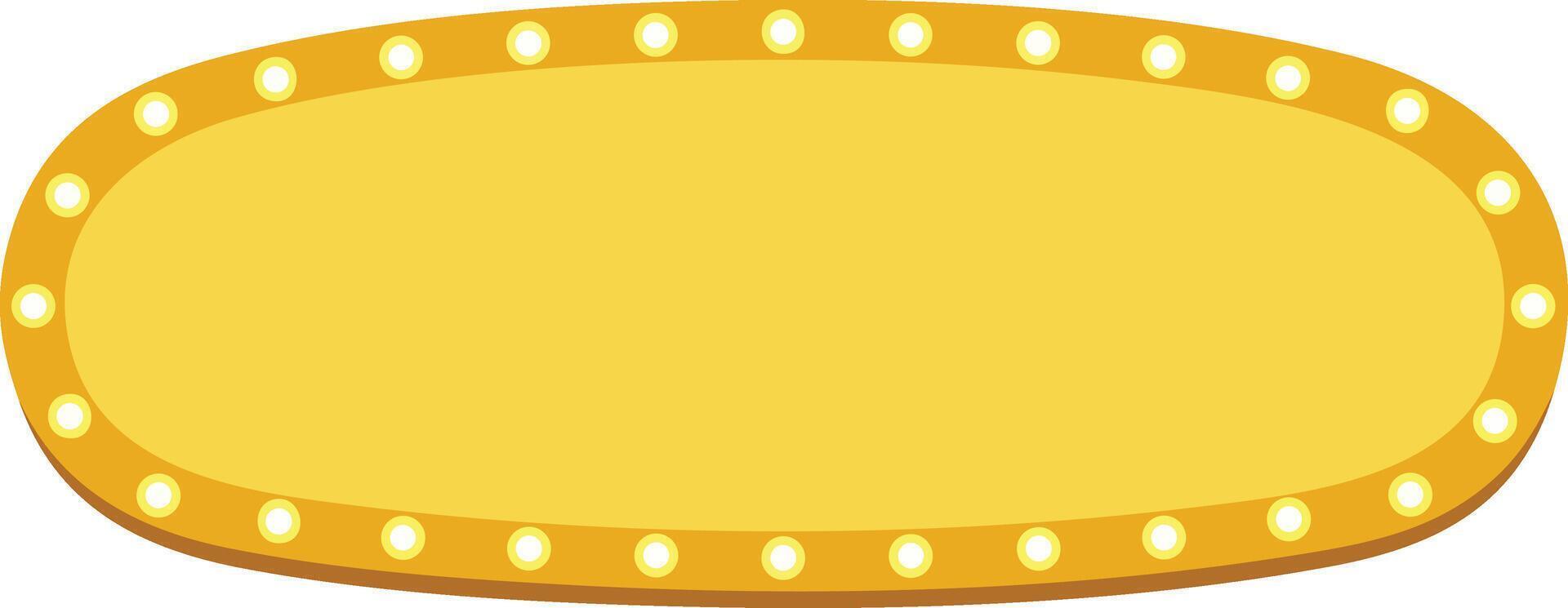 Yellow Retro Light Bulb Signboard Illustration with Oval Shape and Border Lights for Design Use vector