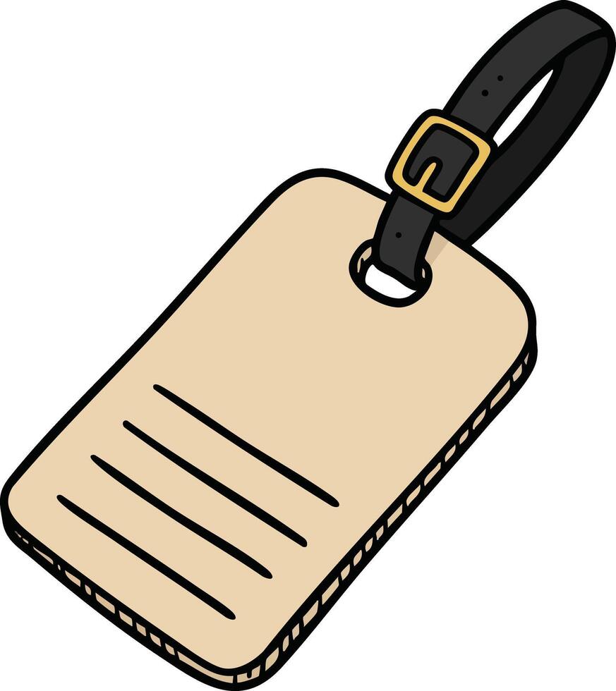 Travel luggage tag with strap and buckle for identification and personalization illustration vector