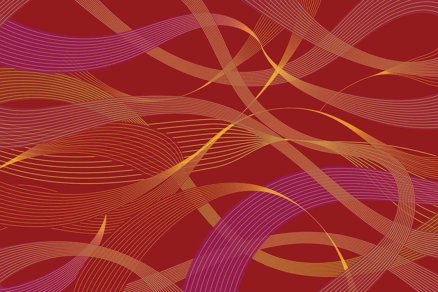 Abstract background with flowing gold and red lines on a deep red backdrop. Perfect for Chinese New Year themes, Asian culture, or festive decoration designs needing a luxurious and modern look. vector
