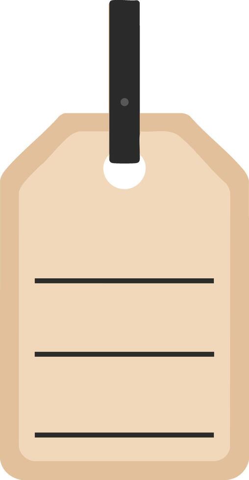 Blank beige price tag with black string and horizontal lines for writing information illustration vector