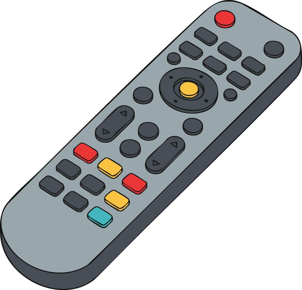 Remote control device with multicolored buttons for electronic equipment operation illustration vector