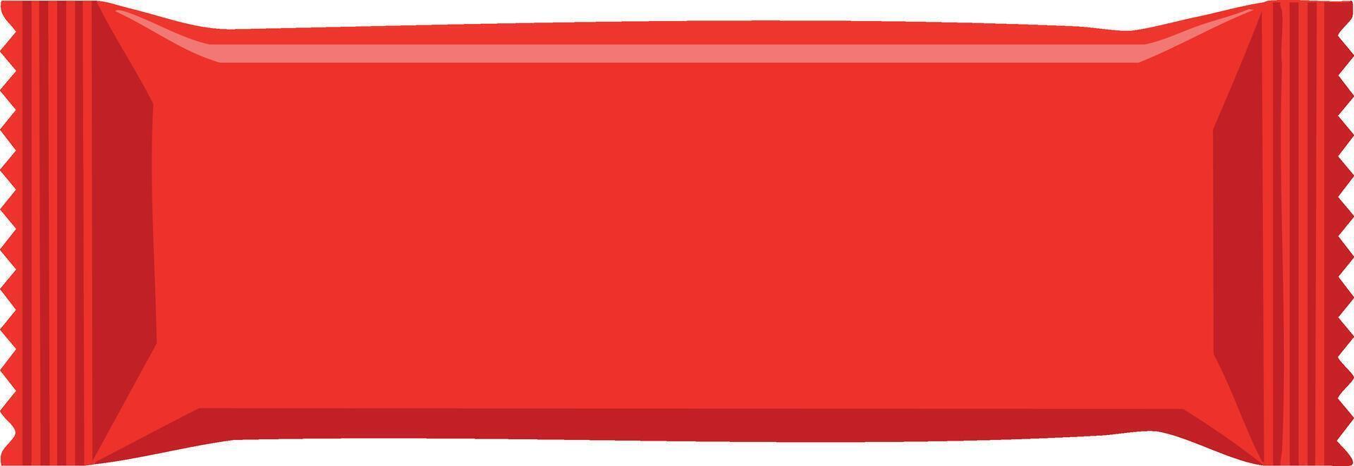 Red snack bar packaging illustration with realistic shadows and glossy surface design vector