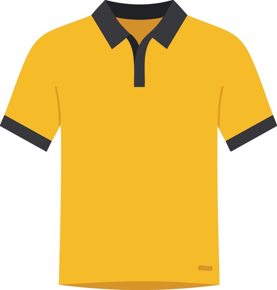 Yellow polo shirt with black collar and sleeve trim casual clothing illustration for fashion design vector