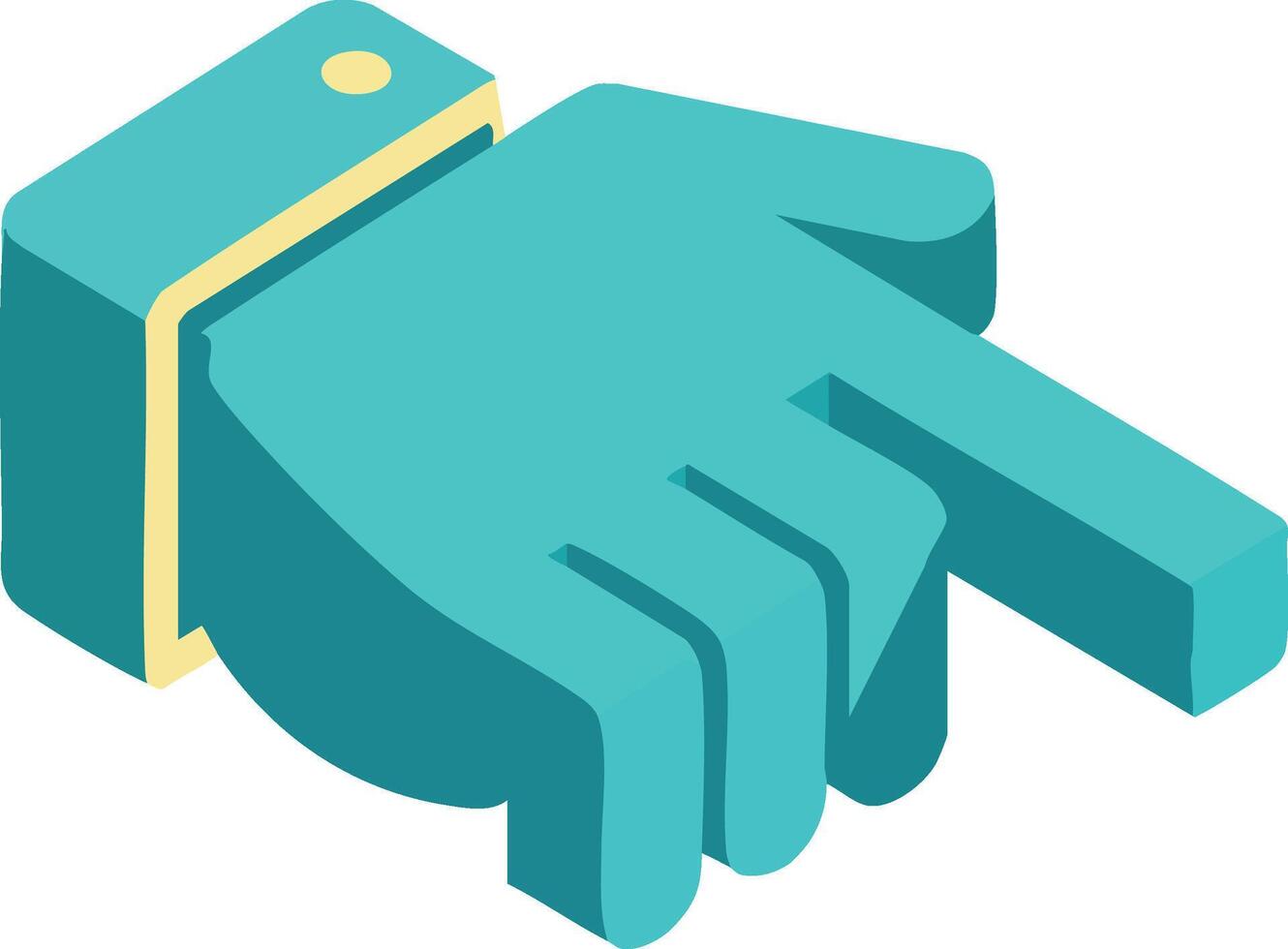 Isometric blue pointing hand icon with yellow cuff illustration design for user interface and digital interaction elements vector