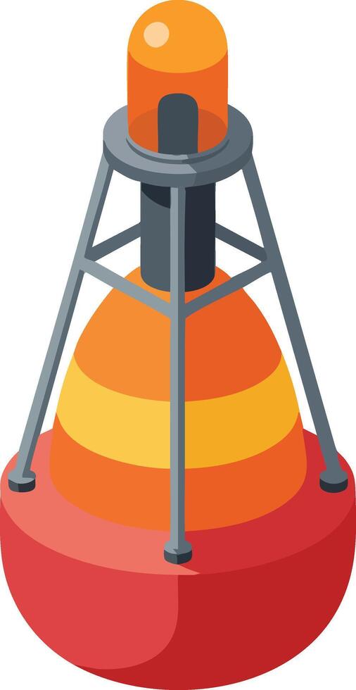 Marine navigation buoy with orange and red colors isolated illustration for safety and signaling purposes vector