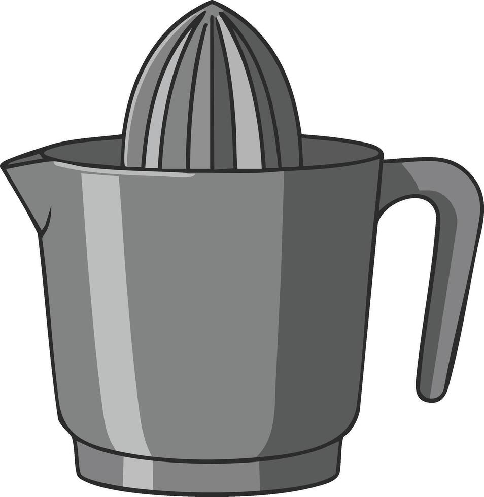 Manual citrus juicer with handle for kitchen use illustration in grayscale design vector