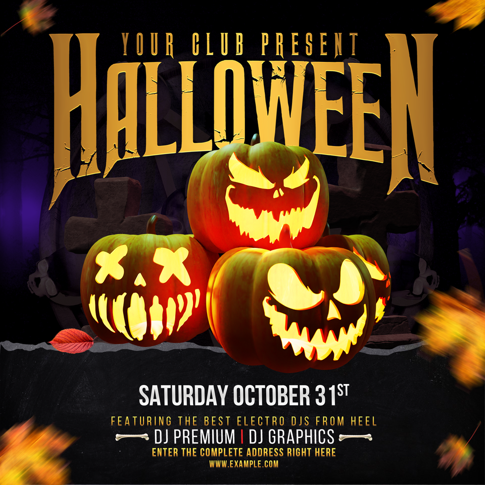 Pumpkins in dark background Halloween Night Party psd