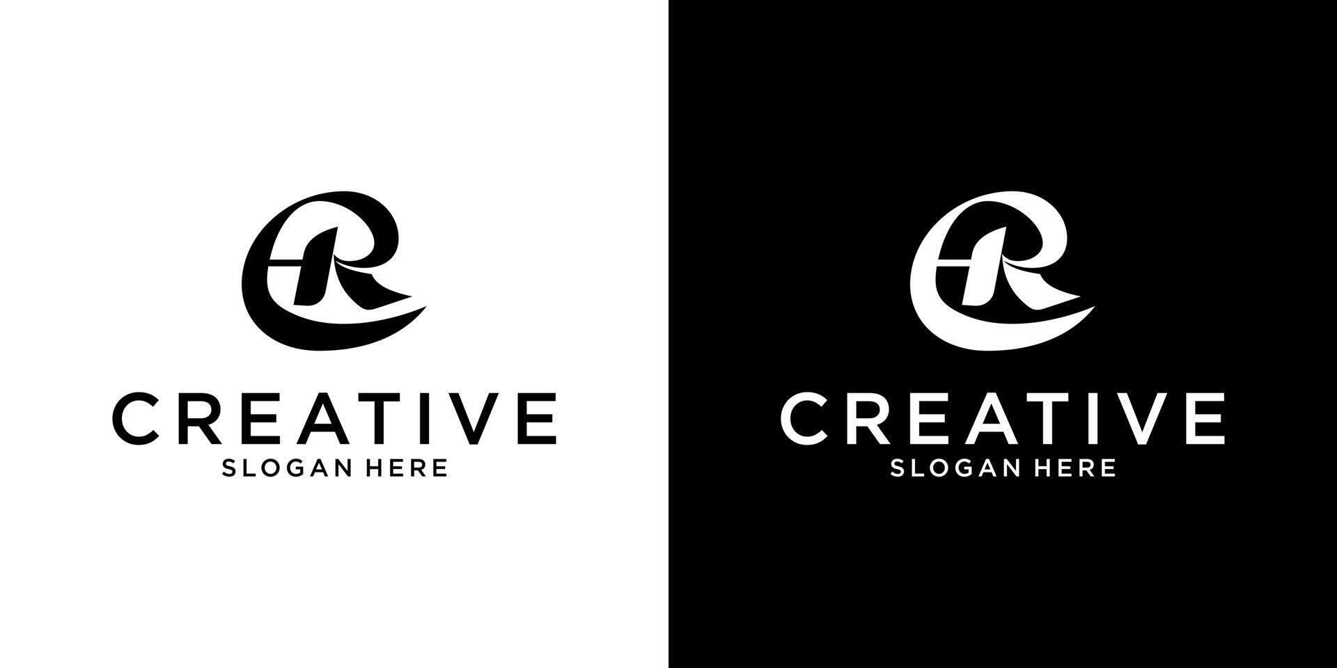 HR or RH initial letter logo design concep vector
