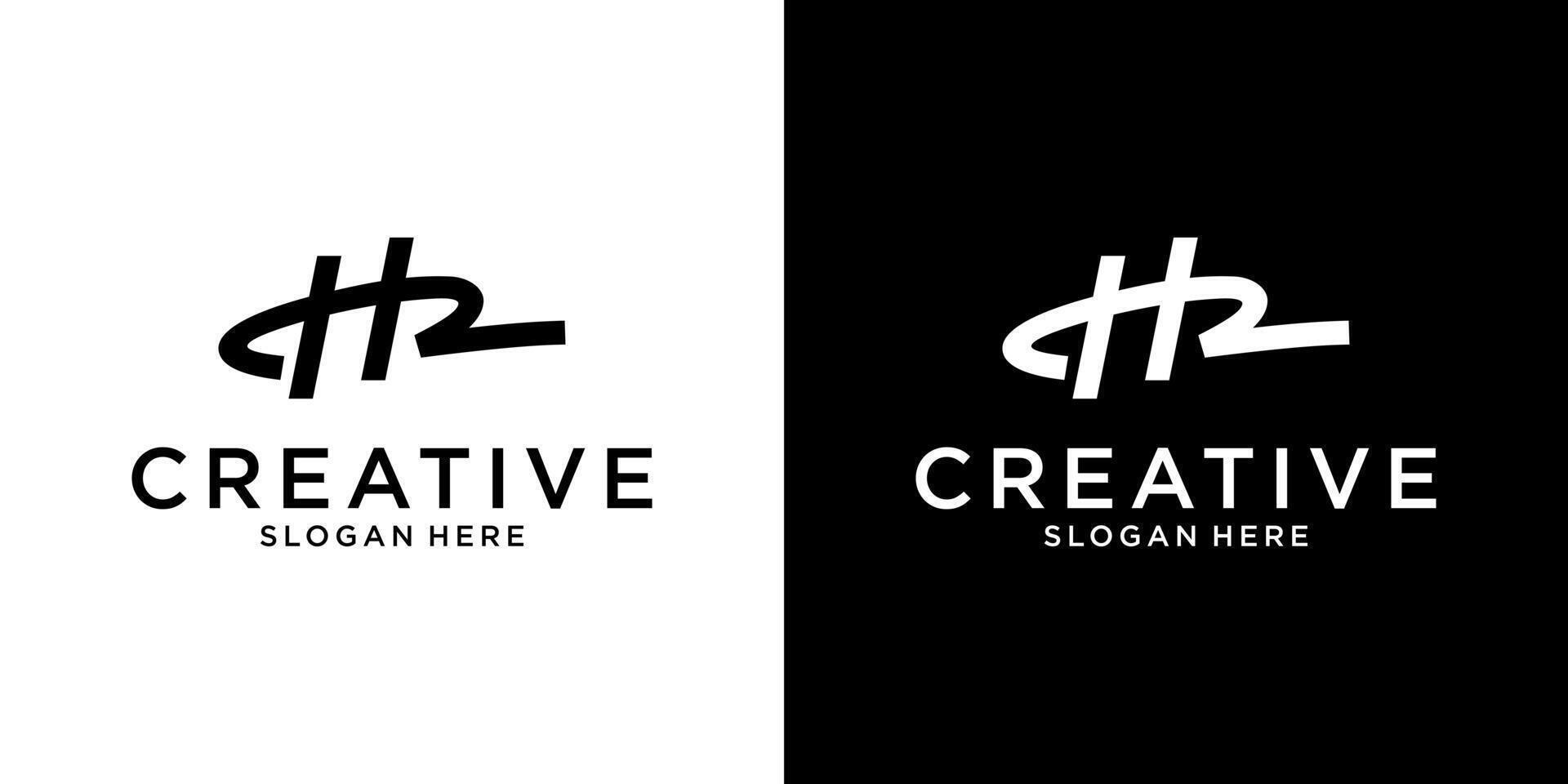 HR or RH initial letter logo design templat vector