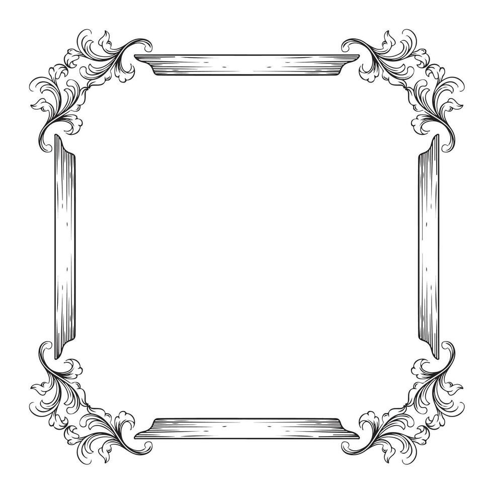 decorative Vintage a baroque frame with floral ornament engraving illustration art vector