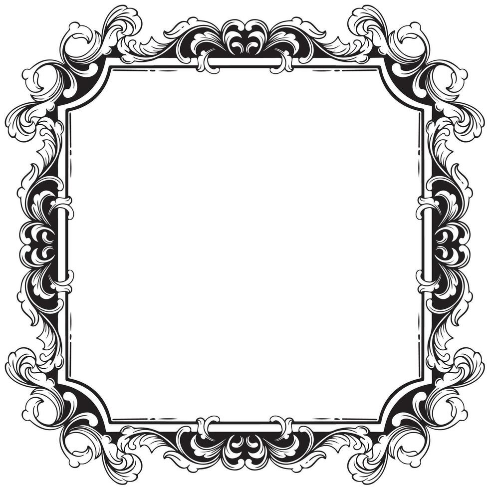 decorative a Vintage baroque frame with floral ornament engraving illustration art vector