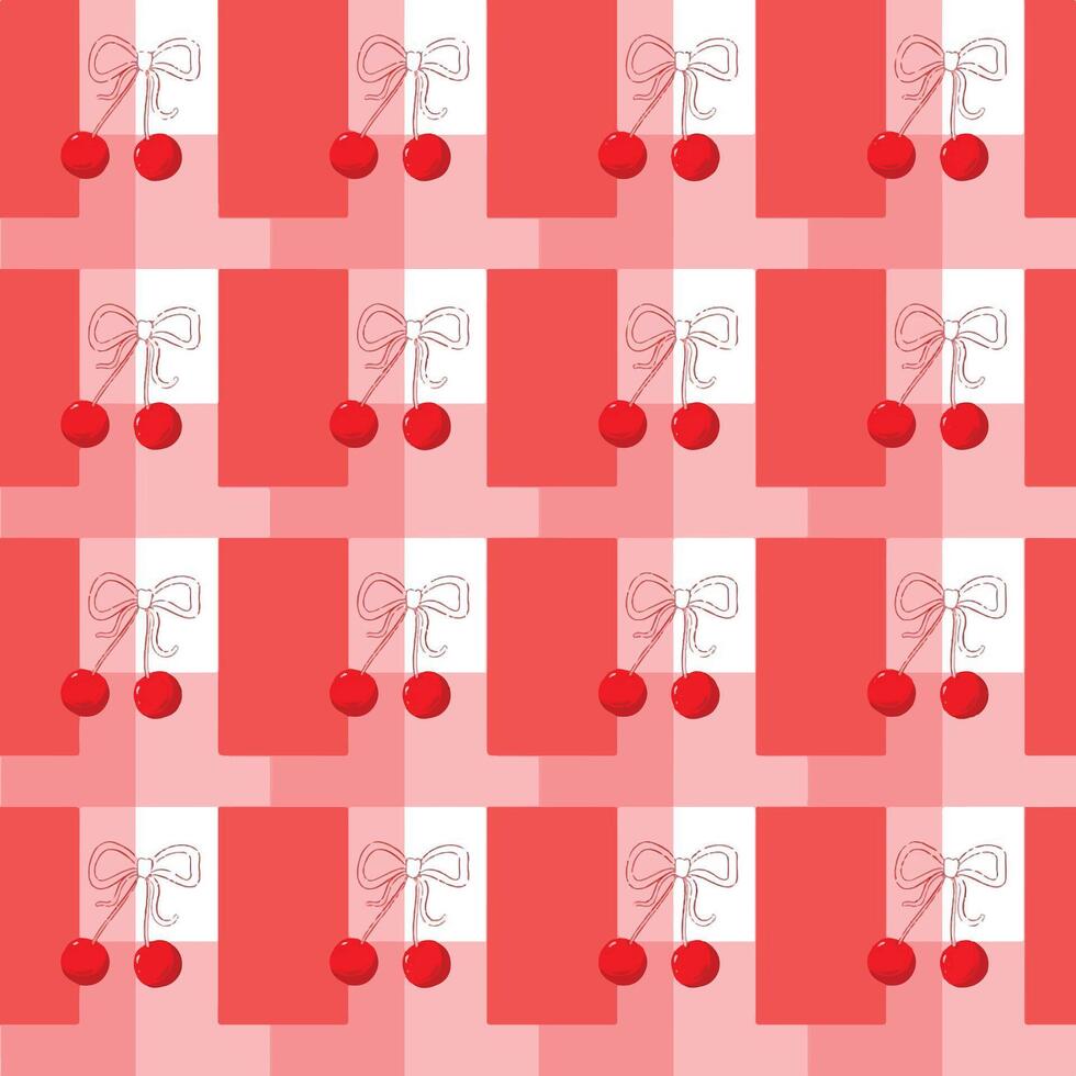 seamless pattern with cherry red background vector