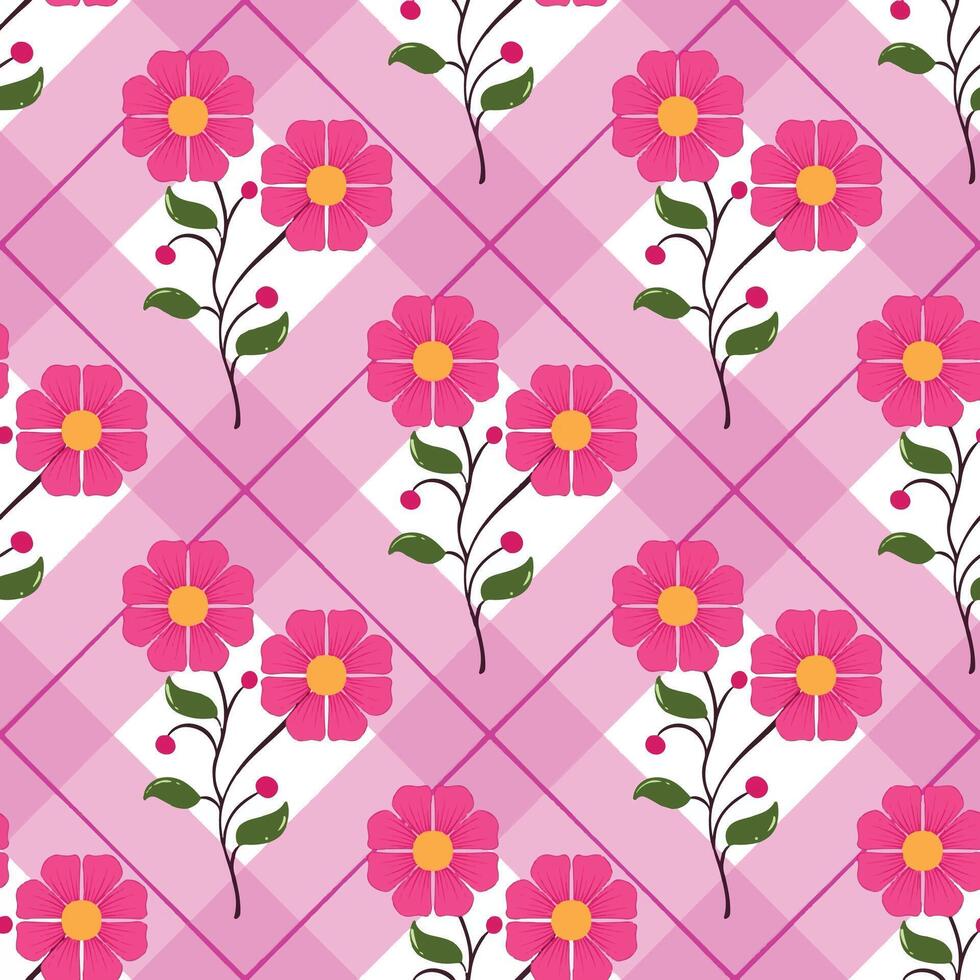 seamless floral pattern with pink background illustration art vector