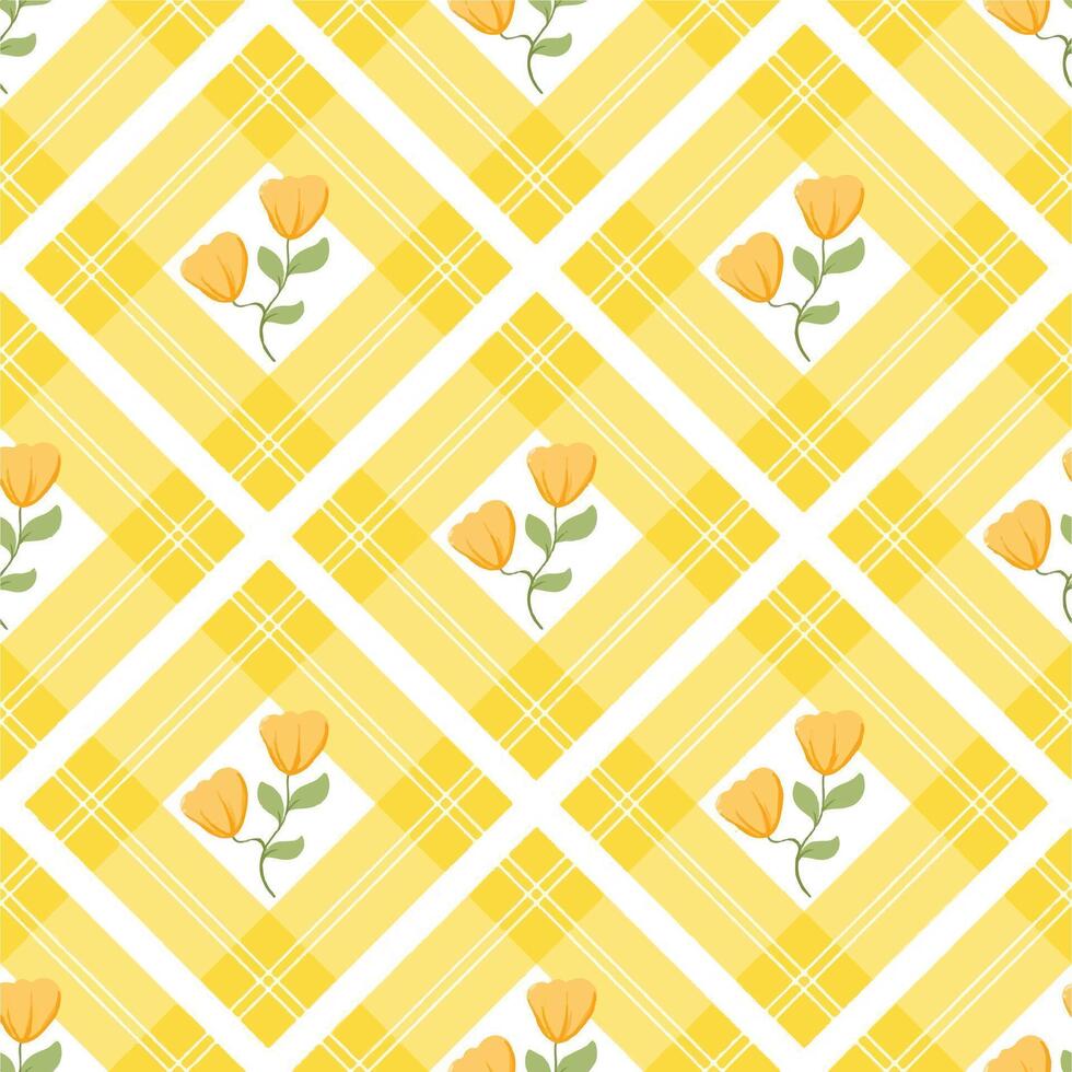 seamless yellow floral pattern with yellow background vector