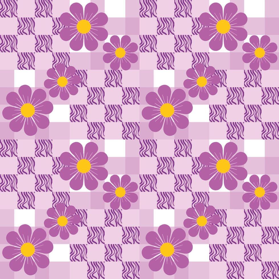 seamless a floral pattern with purple background vector