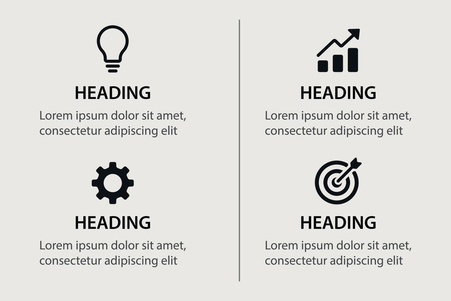 Flat minimal icon grid for business and strategy concepts vector