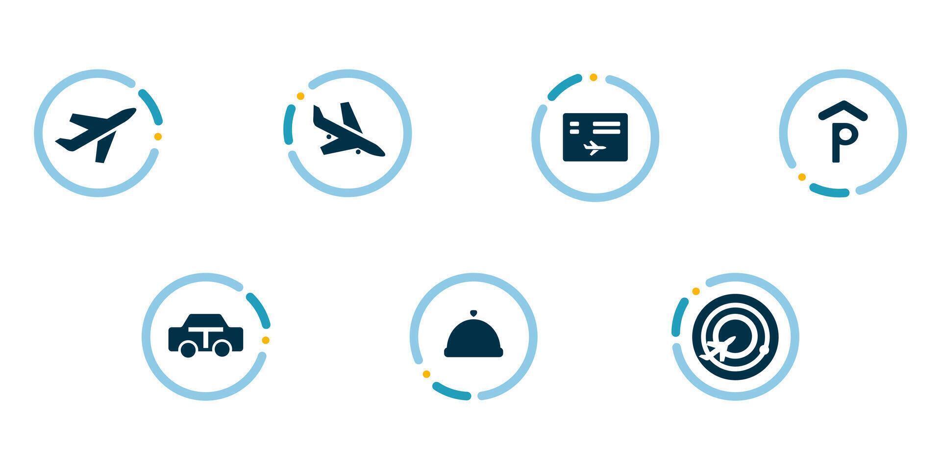 Set of Airport Icons for Travel Infographic or Website vector