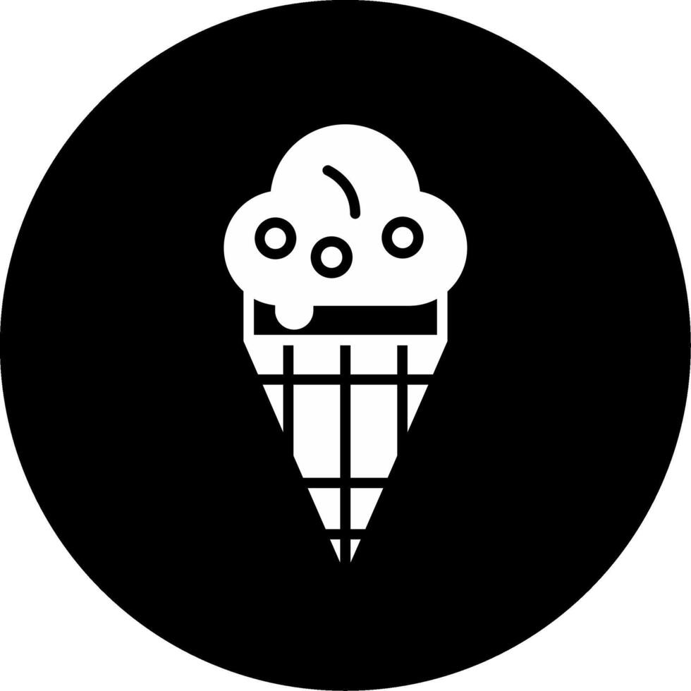 Ice Cream Cone Dessert Icon Glyph Circle Inverted vector