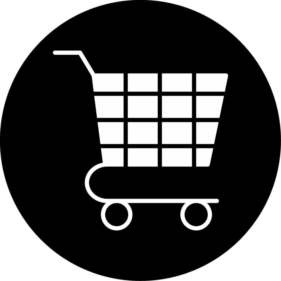 Rolling Shopping Trolley Glyph Circle Inverted vector