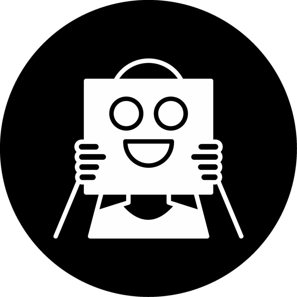 Masked Man with Digital Background Glyph Circle Inverted vector