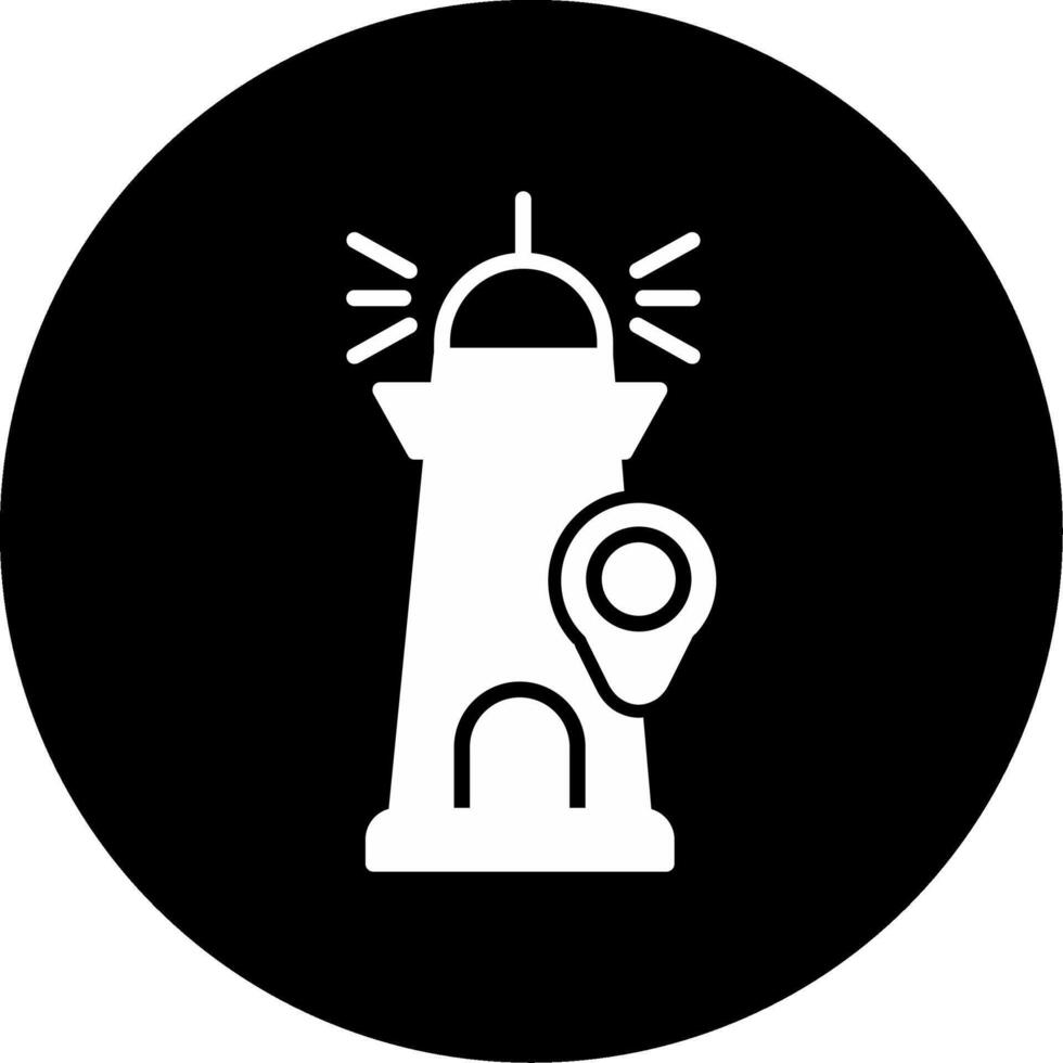 Lighthouse Navigation Point Glyph Circle Inverted vector