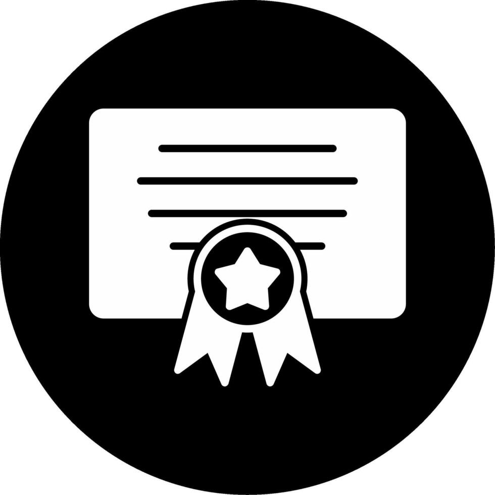 Achievement Certification Document Glyph Circle Inverted vector