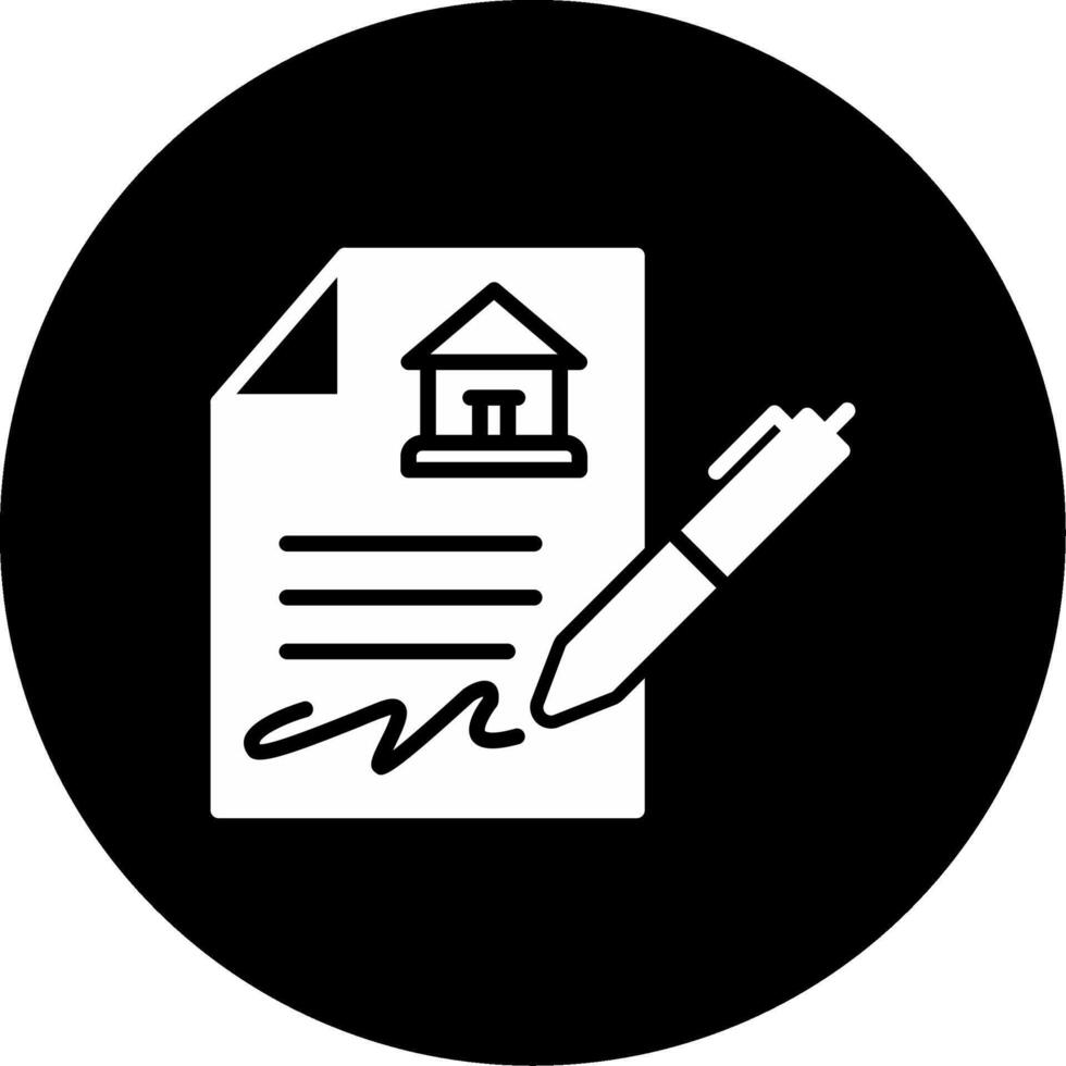 Signed Lease Contract Document Glyph Circle Inverted vector