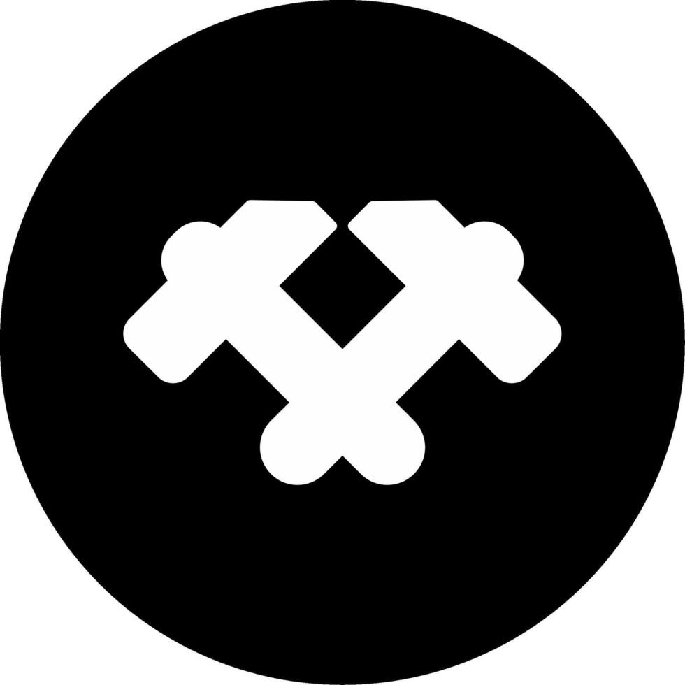 Crossed Construction Hammers Glyph Circle Inverted vector