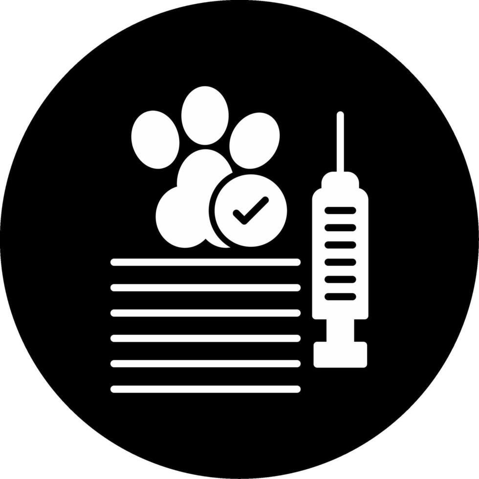 Veterinary Approved Pet Vaccination Icon Glyph Circle Inverted vector