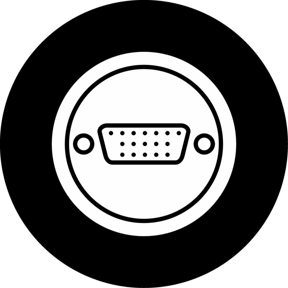 DisplayPort Monitor Interface Plug Glyph Circle Inverted vector