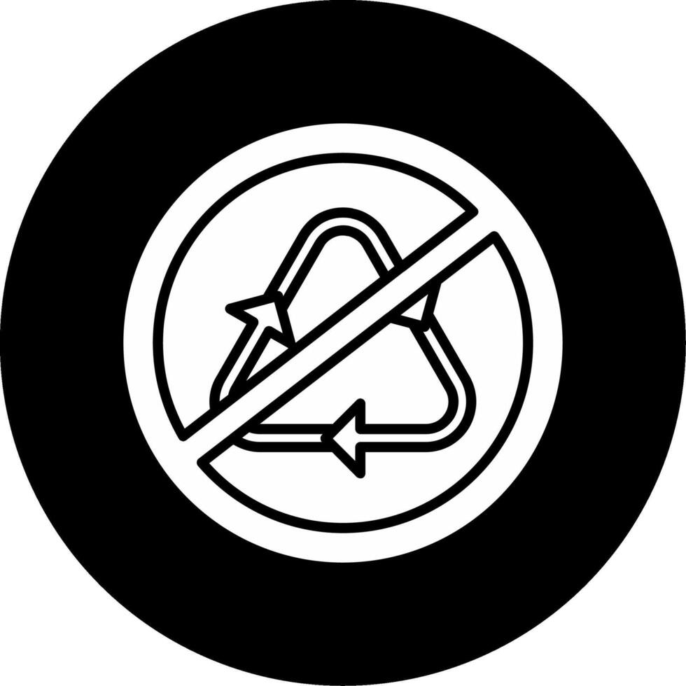 No Recyclable Material Warning Symbol Glyph Circle Inverted vector