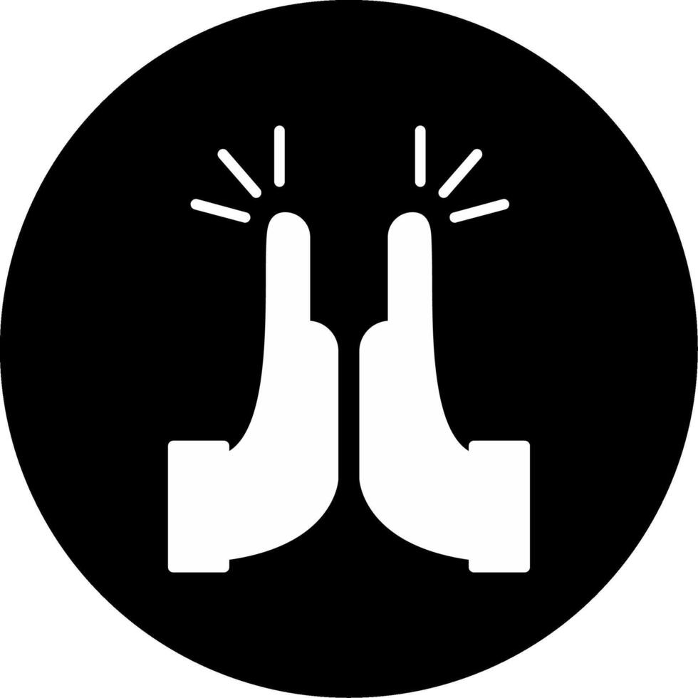 Celebratory High Five Gesture Glyph Circle Inverted vector