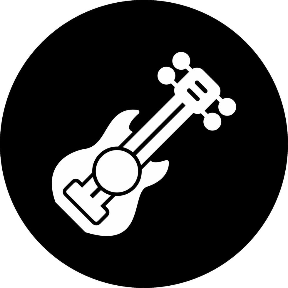 Electric Guitar with Rock Style Glyph Circle Inverted vector