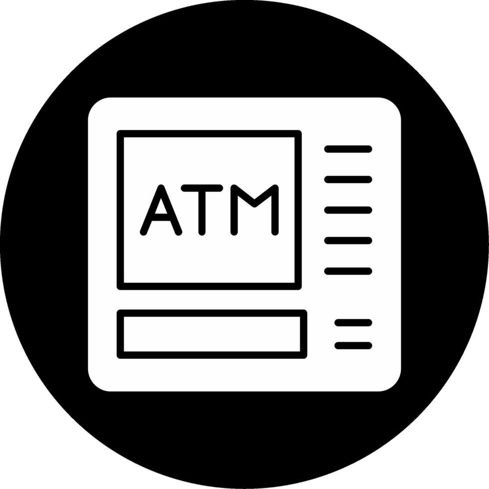 ATM Cash Withdrawal Icon Glyph Circle Inverted vector