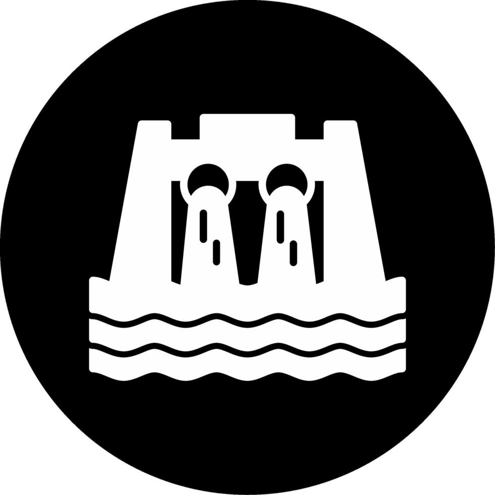Hydroelectric Dam and River System Glyph Circle Inverted vector