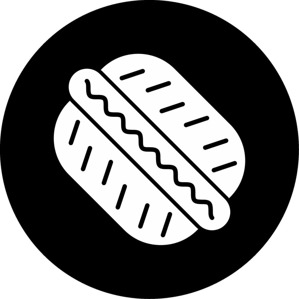 Hot Dog with Mustard Icon Glyph Circle Inverted vector