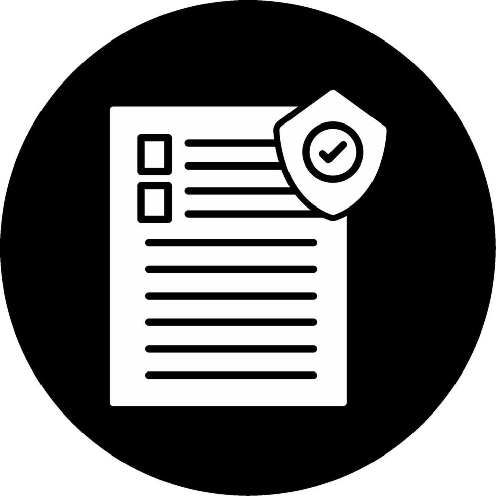 Insurance Policy Contract Document Glyph Circle Inverted vector