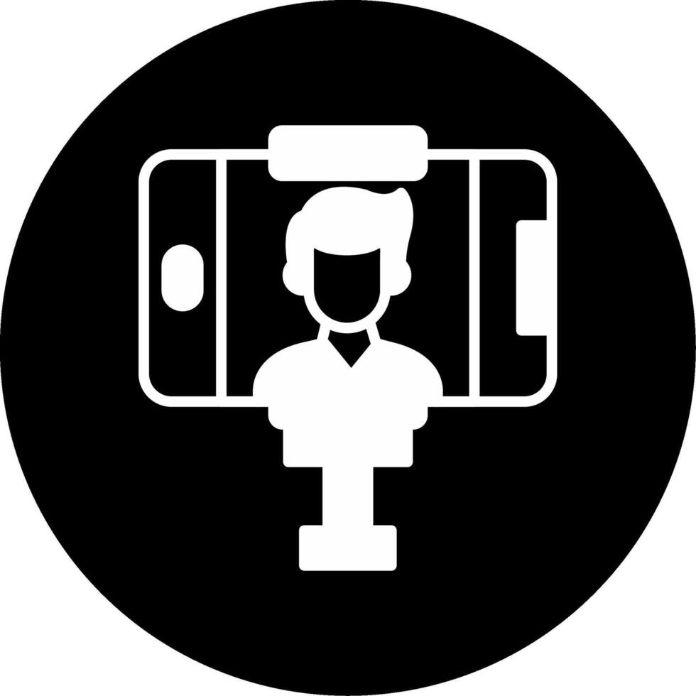Selfie Stick Holding Mobile Device Glyph Circle Inverted vector