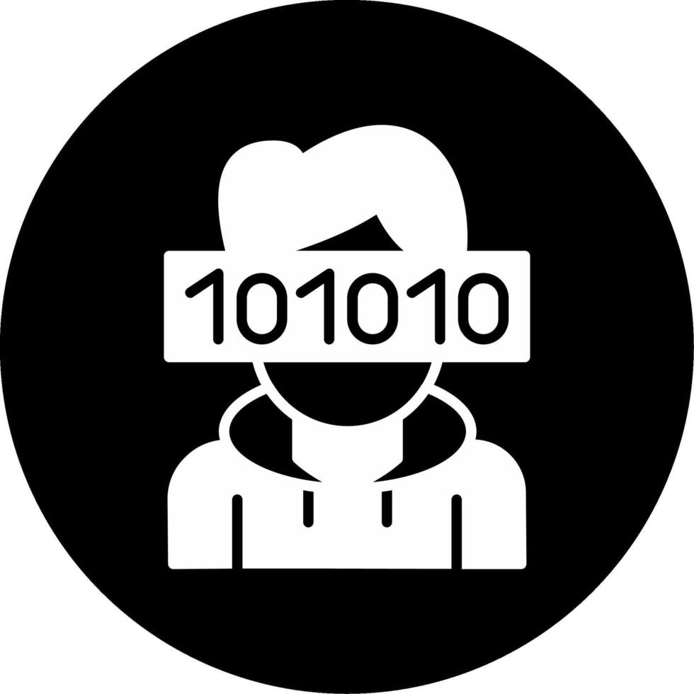 Shaded Cyber Woman Avatar Glyph Circle Inverted vector
