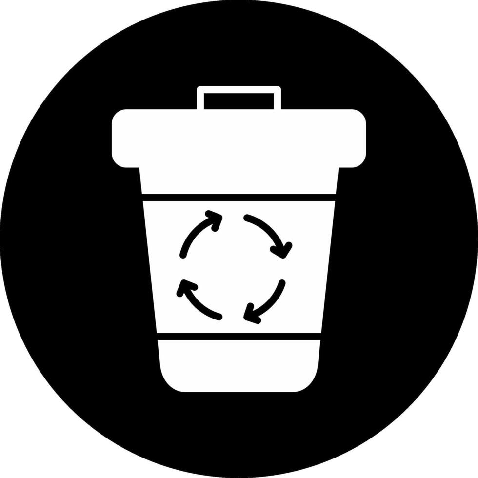 Recycling Bin for Household Waste Glyph Circle Inverted vector