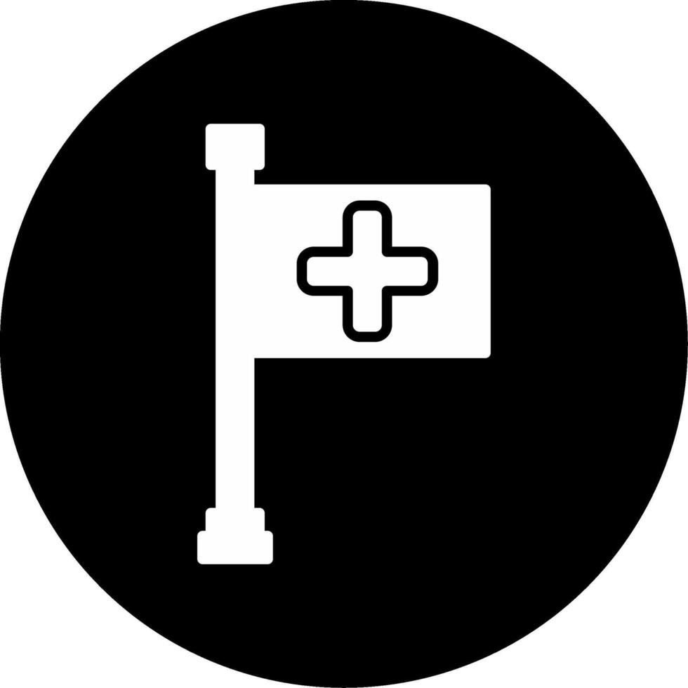 Hospital Flag Waving in Wind Glyph Circle Inverted vector